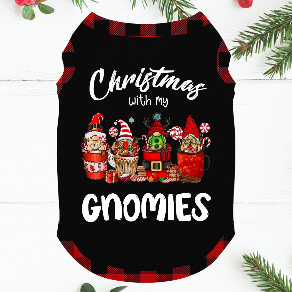 Cute Gnomies Matching Christmas Pajamas With Dog