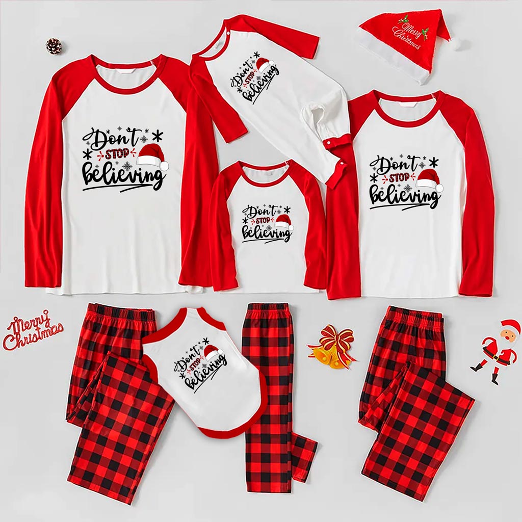 Warm Christmas Pajamas For Family Santa Hat Believing