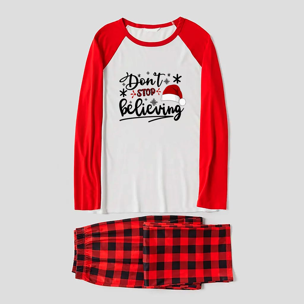 Warm Christmas Pajamas For Family Santa Hat Believing