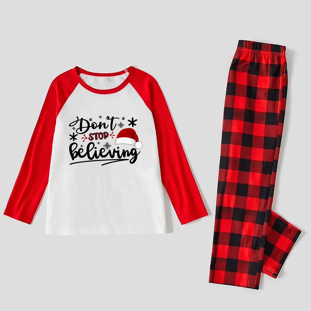Warm Christmas Pajamas For Family Santa Hat Believing