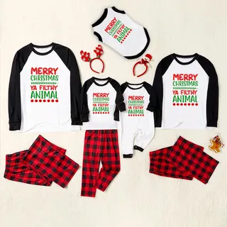 Ugly Christmas Pajamas For Family Funny Sayings Ya Filthy Animal