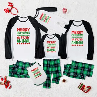 Funny Sayings Ya Filthy Animal Family Christmas Pajamas With Dog
