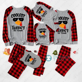 Unique Turkey in Town Matching Thanksgiving Pjs Family And Dog
