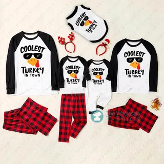 Coolest Turkey in Town Matching Christmas Pjs Sets
