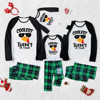 Coolest Turkey in Town Matching Thanksgiving Pjs Family And Dog