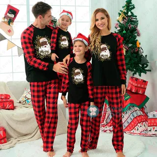 African American Santa Claus Matching Christmas Pajamas For Family