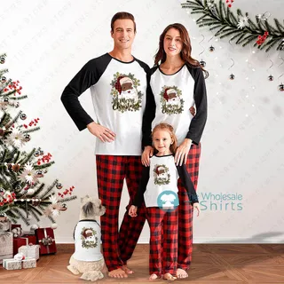 Merry Christmas Black Santa Family Pajamas For Adults