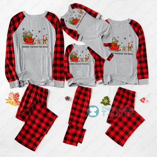 Dachshund Plaid Matching Christmas Pjs Gray And Red