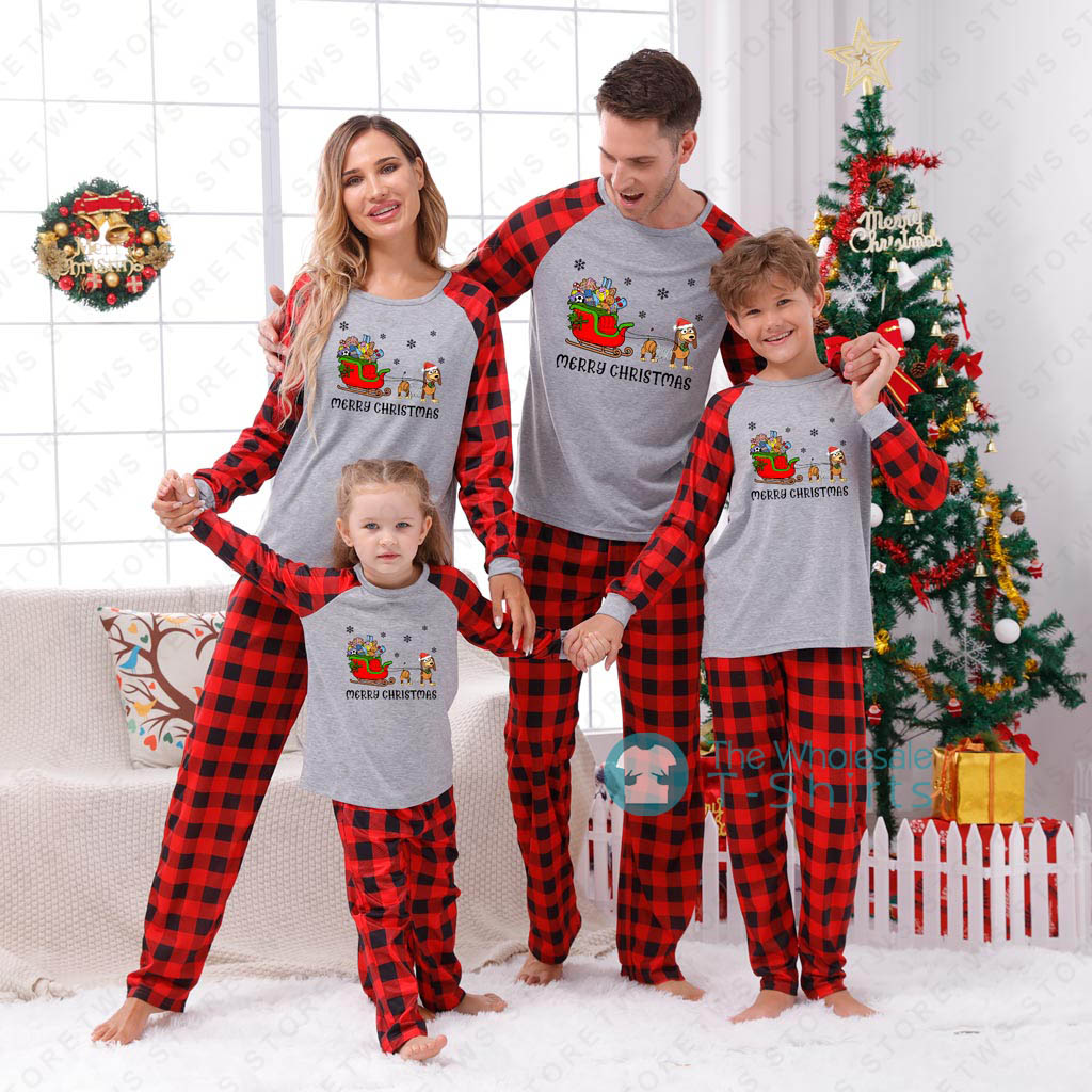 Cute Dachshund Christmas Pajamas Family Plaid