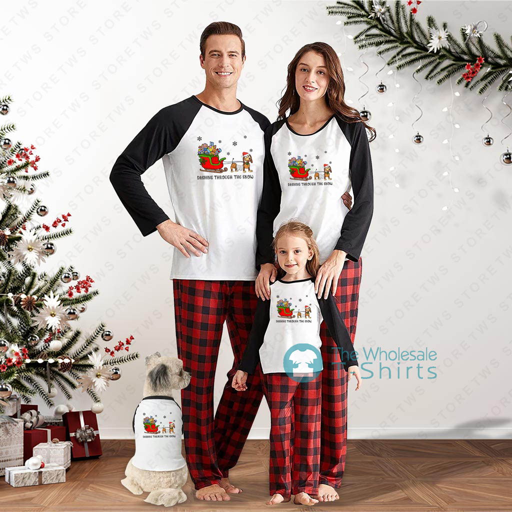 Black And White Plaid Dachshund Matching Christmas Pjs - variant image 1