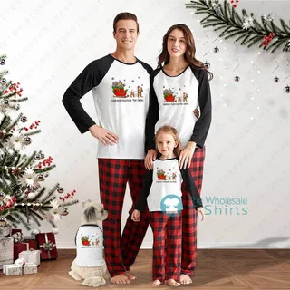 Black And White Plaid Dachshund Matching Christmas Pjs