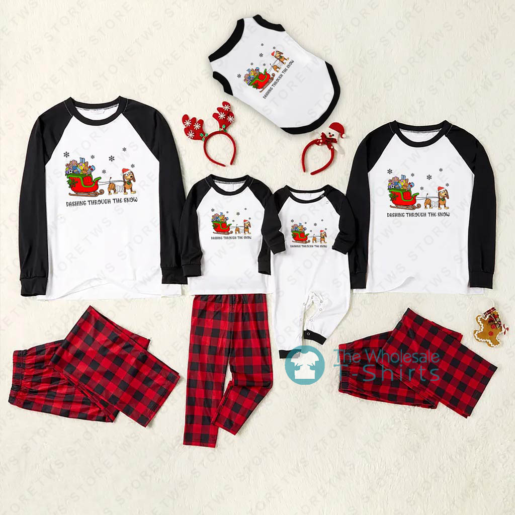 Black And White Plaid Dachshund Matching Christmas Pjs