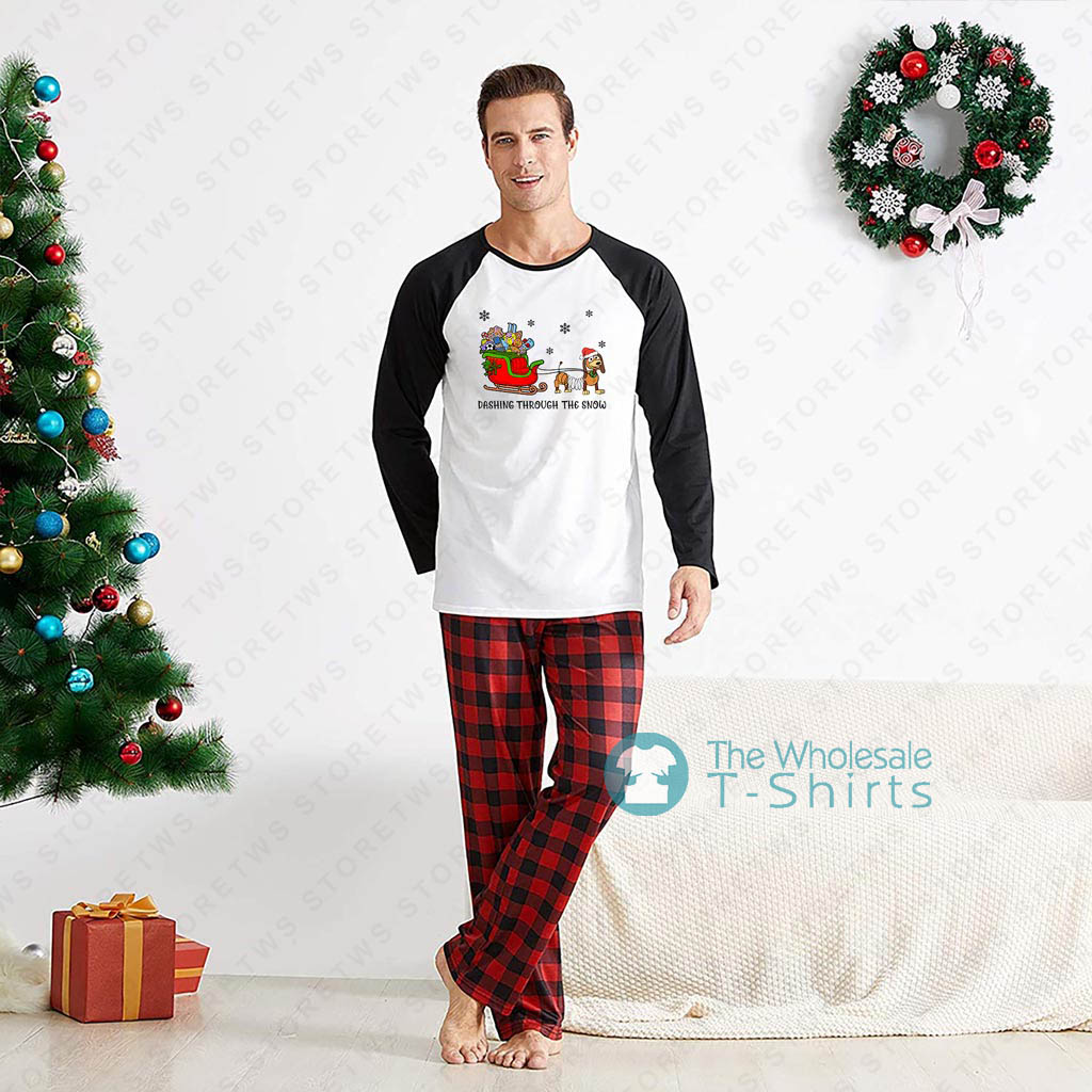 Black And White Plaid Dachshund Matching Christmas Pjs