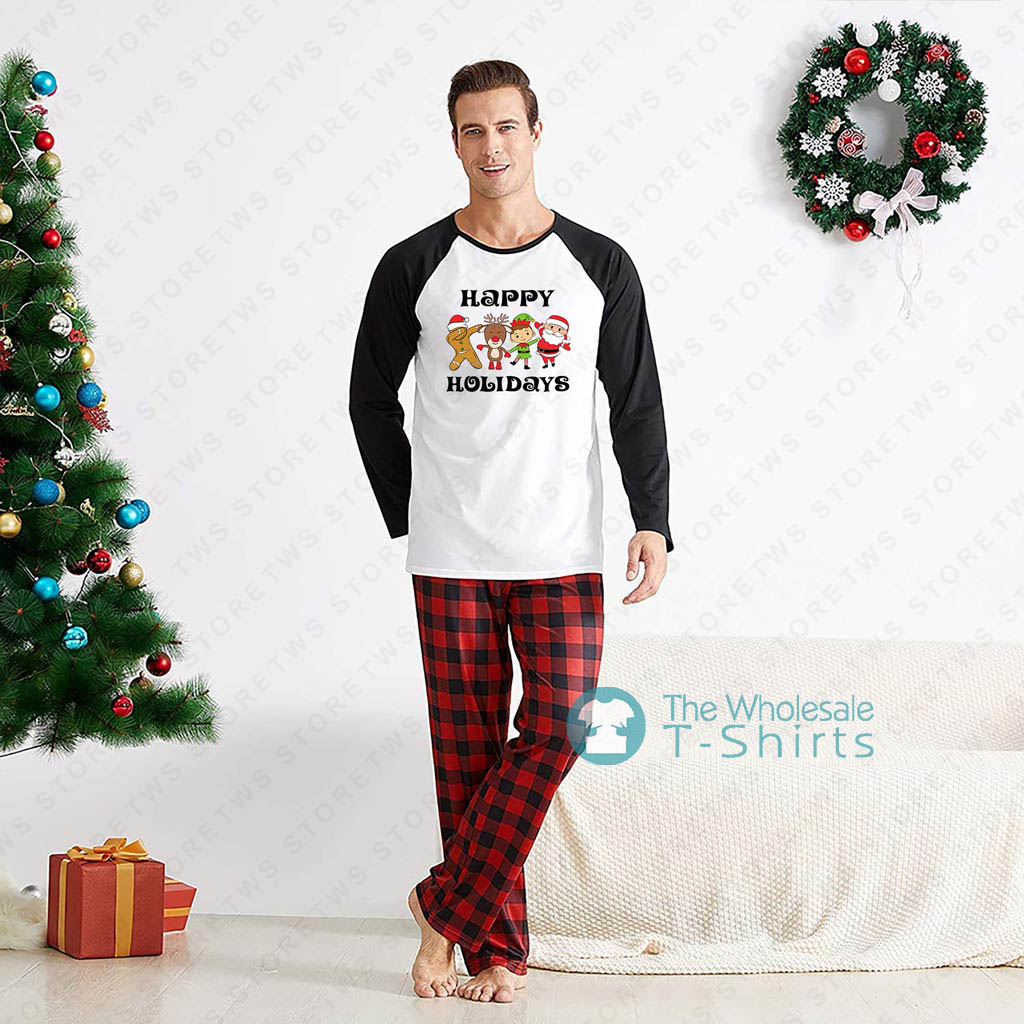 Black And White Plaid Christmas Characters Family Pjs