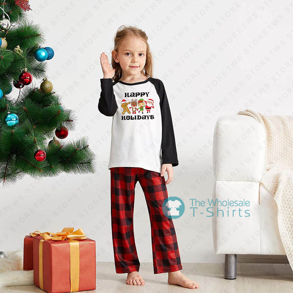 Black And White Plaid Christmas Characters Family Pjs