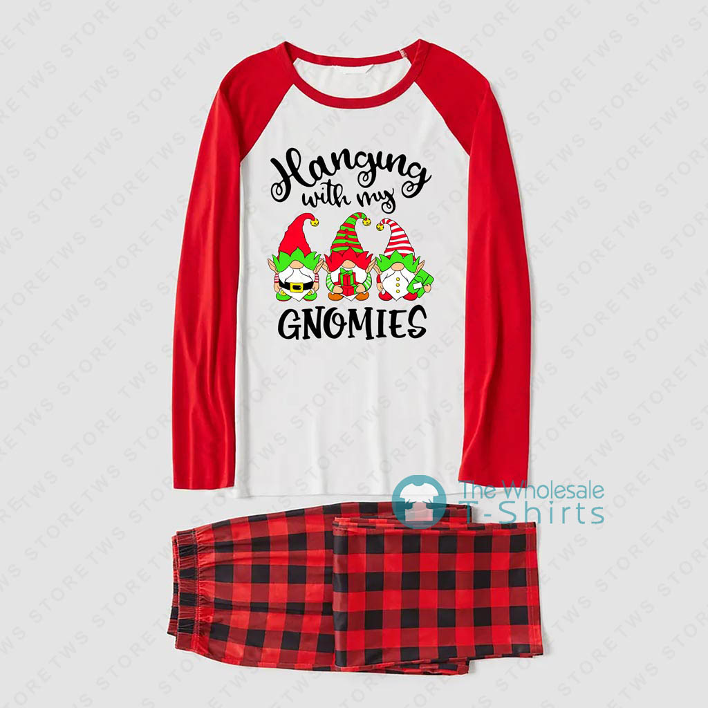Hanging With My Gnomies Christmas Pjs Matching With Dog