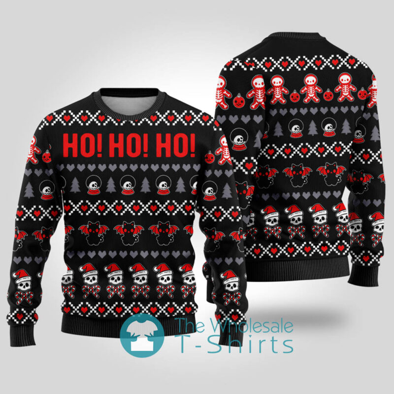 Ho Ho Ho Spooky Ugly Christmas Sweater Black