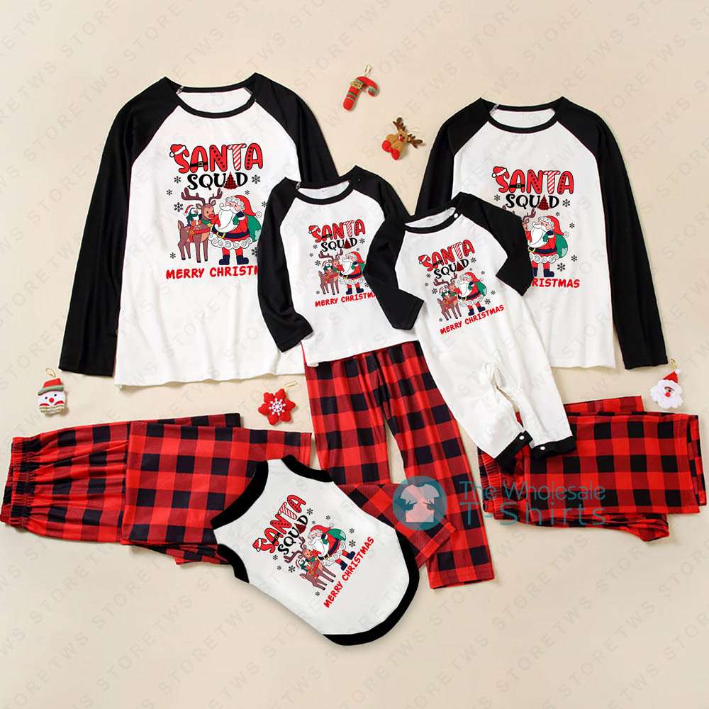 Family Matching Christmas Pjs Santa Squad Merry Xmas