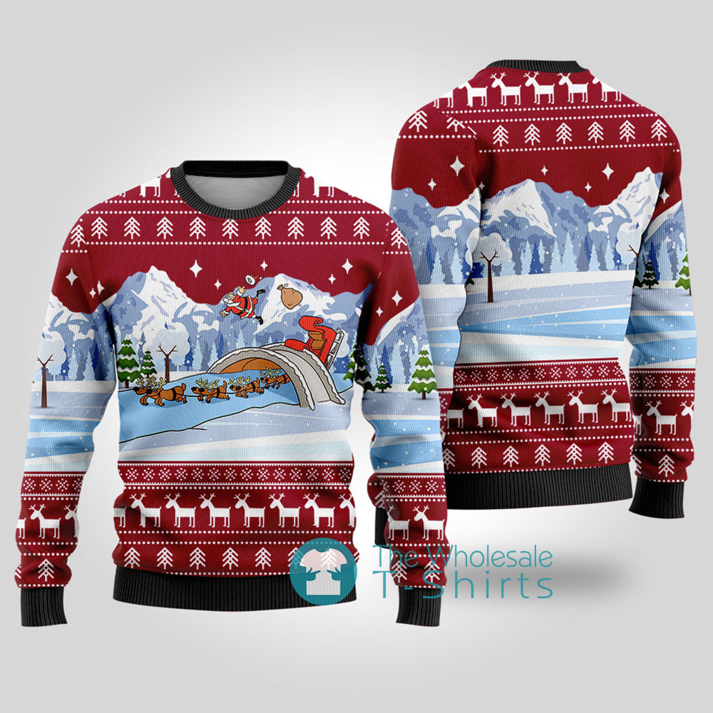 Santa's Flight Ugly Christmas Sweater Cardinal Red - variant image 1