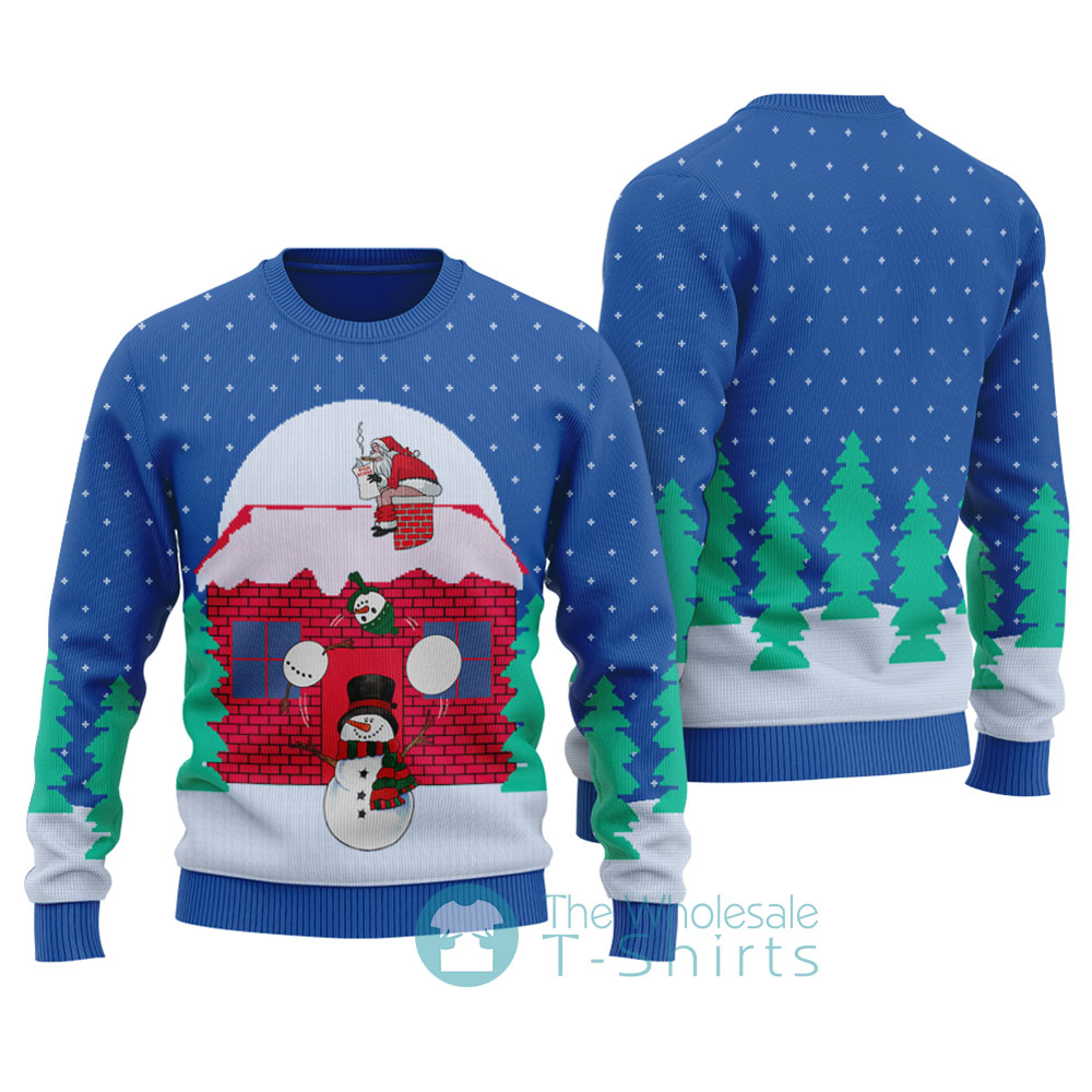 Funny Naughty Santa Snowman Ugly Sweaters Royal - variant image 1