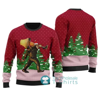 Bigfoot With A Major Award Ugly Sweater Cardinal Red