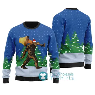 Bigfoot With A Major Award Ugly Sweater Royal
