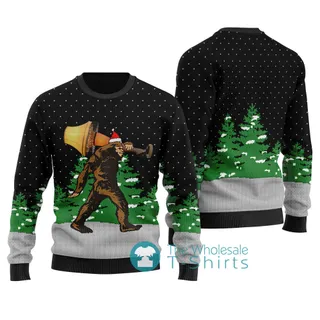 Bigfoot With A Major Award Ugly Sweater Black
