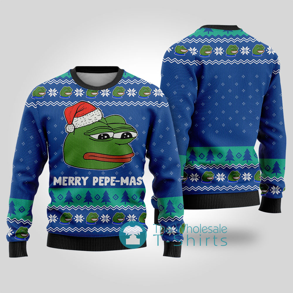 Pepe The Frog Meme Ugly Christmas Sweater Royal - variant image 1