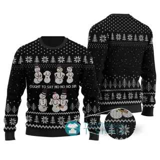 Inappropriate Snowman Ugly Christmas Sweater Black