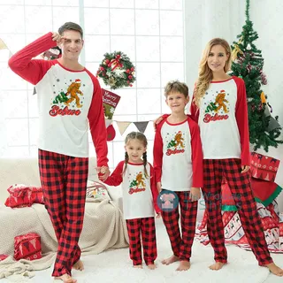 Believe Big Foot Family Christmas Pajamas Sets