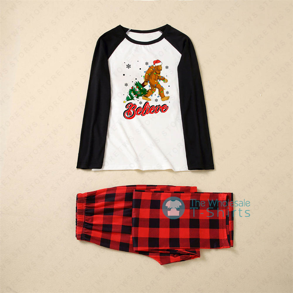 Believe Big Foot Matching Christmas Pajamas With Dog