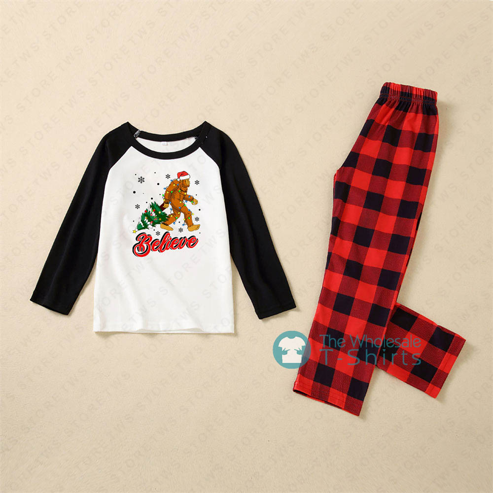 Believe Big Foot Matching Christmas Pajamas With Dog