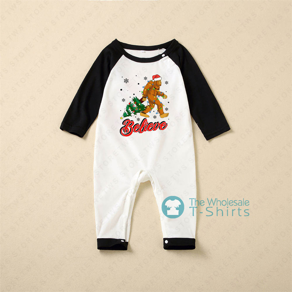 Believe Big Foot Matching Christmas Pajamas With Dog