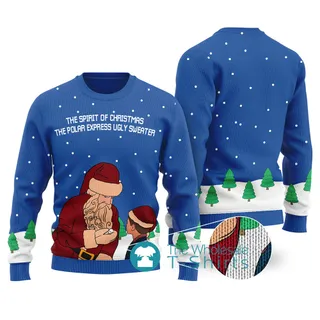 The Spirit Of Christmas The Polar Express Ugly Sweater Royal