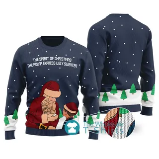 The Spirit Of Christmas The Polar Express Ugly Sweater Navy