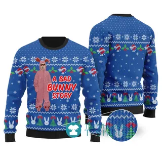 A Bad Bunny Story Ugly Christmas Sweater Royal