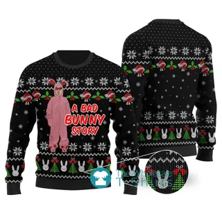 A Bad Bunny Story Ugly Christmas Sweater Black