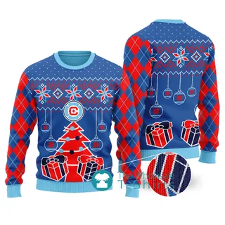 Funny Chicago Fire Ugly Christmas Sweater Royal