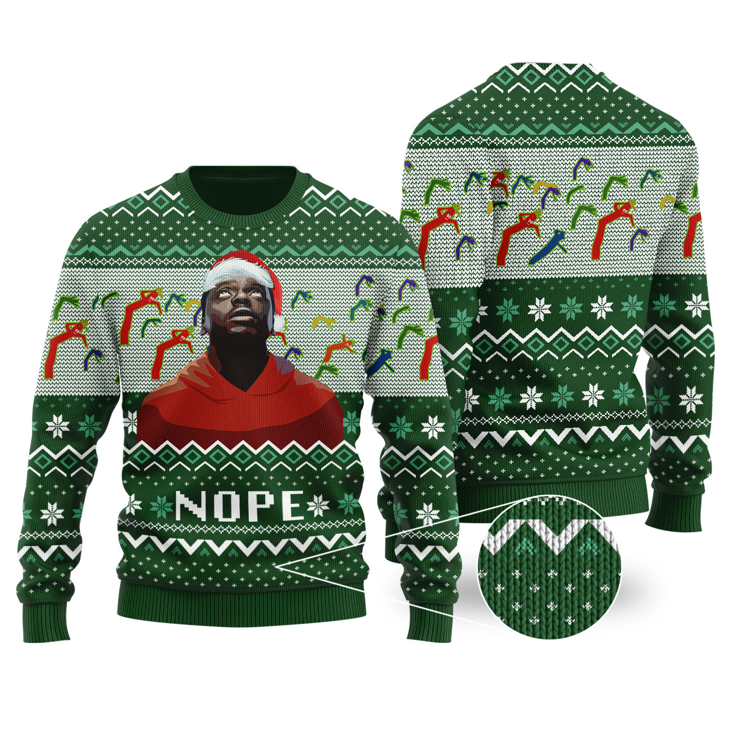 Funny Nope Ugly Christmas Sweater Forest Green - variant image 1