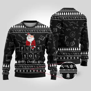 Merry Chemis-mas Chemistry Christmas Sweater Black