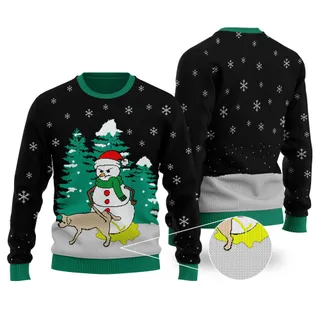 Funny Snowman Black Ugly Christmas Sweater