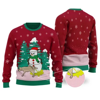 Funny Snowman Cardinal Red Ugly Sweater For Christmas