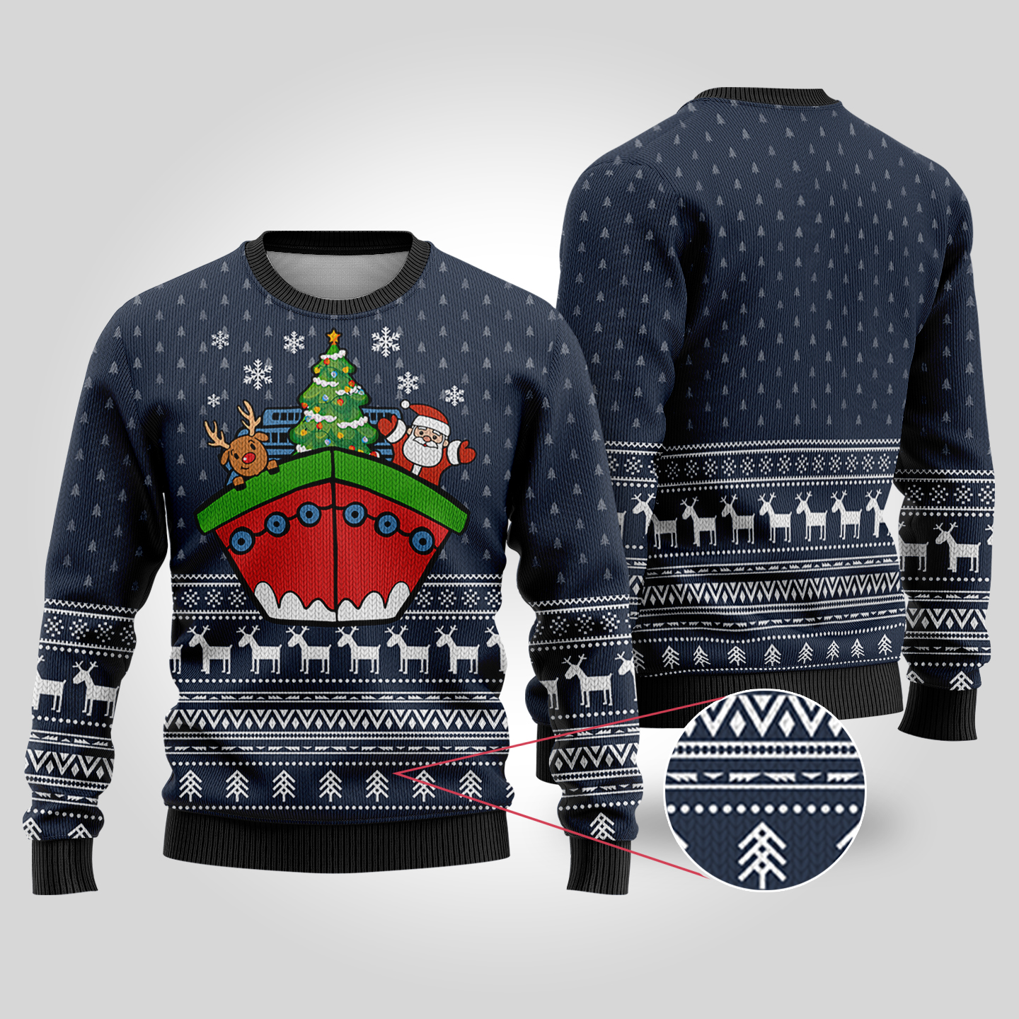 Navy Christmas Cruise Ugly Sweater - variant image 1