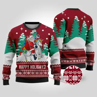 Cardinal Red Funny Santa Happy Holigays Christmas Sweater