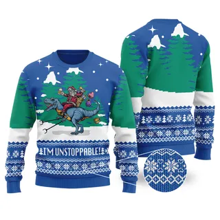 Funny Santa T-Rex Royal Ugly Christmas Sweater