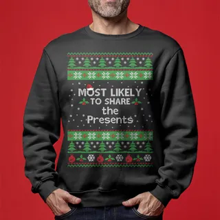 Most Likely To Share The Presents Men's Ugly Christmas Sweaters