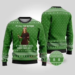 Braveheart Forest Green Ugly Christmas Sweater