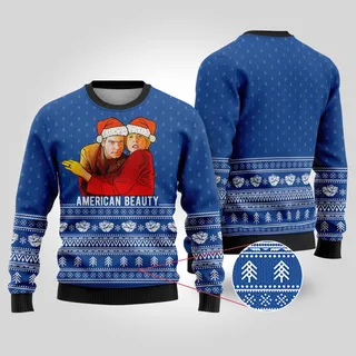 American Beauty Ugly Christmas Sweater Royal