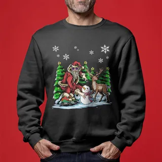 Men's Santa Skateboard Ugly Christmas Sweater