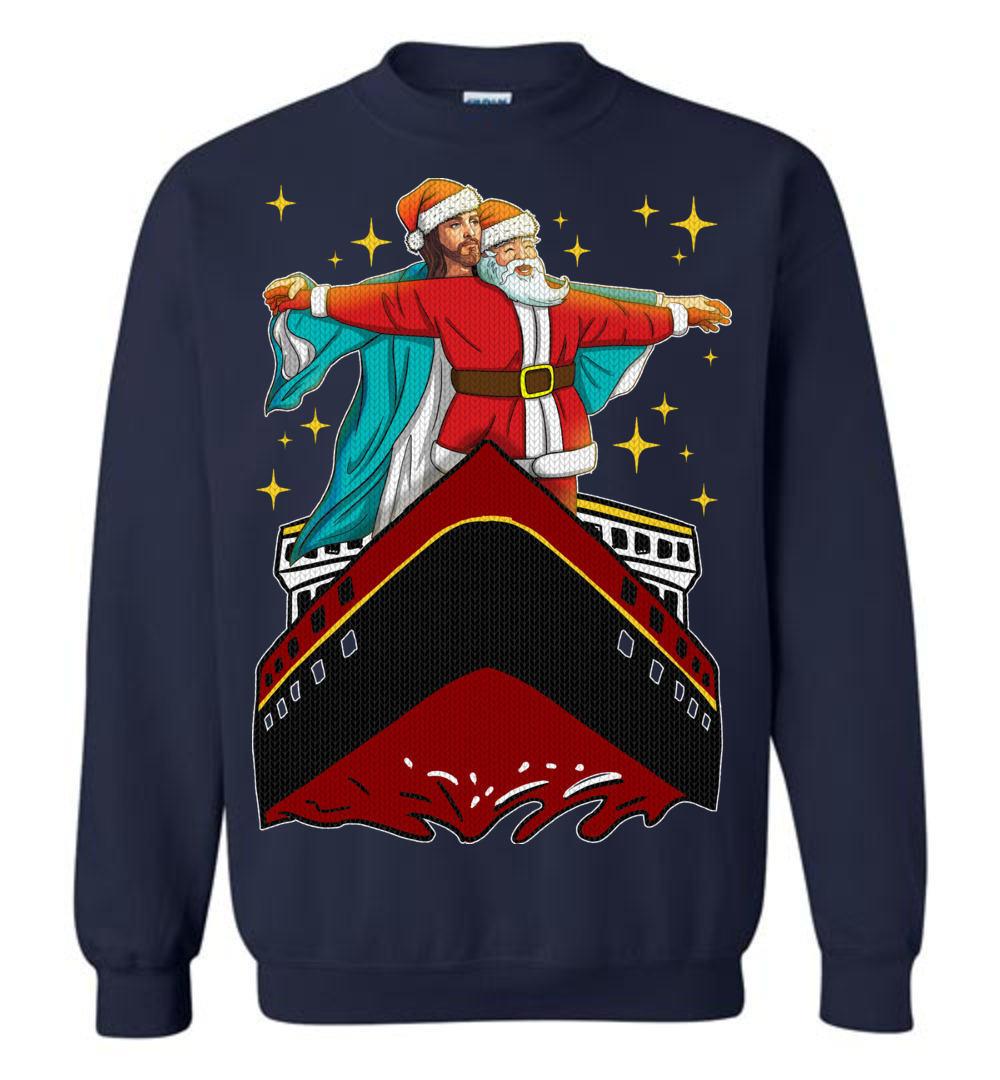 Men's Jesus And Santa Titanic Ugly Christmas Sweater